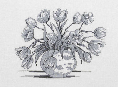 Grey Tulips Cross Stitch Kit ~ Permin