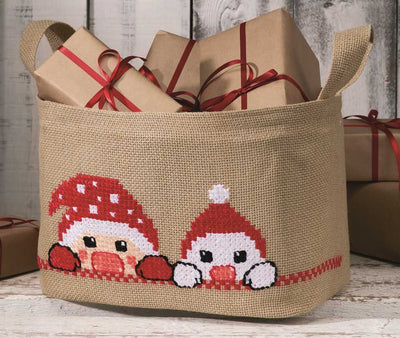 Santa and Snowman Bag Cross Stitch Kit ~ Permin