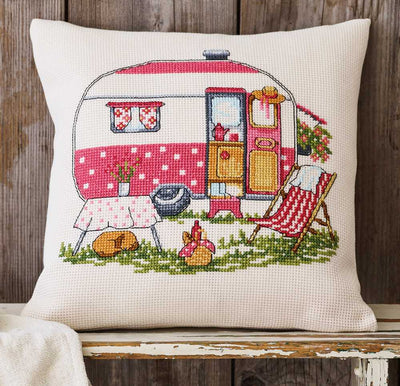 Caravan Cushion Cross Stitch Kit ~ Permin