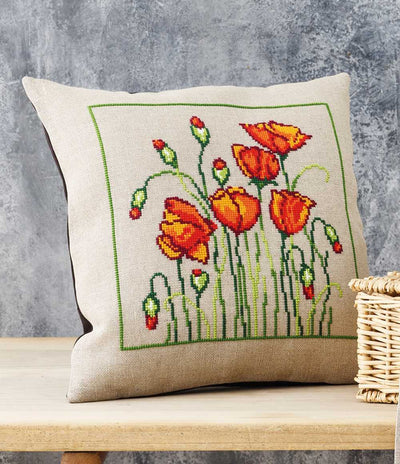Wild Poppies Cushion Cross Stitch Kit ~ Permin