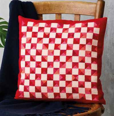 Red Windows Cushion Cross Stitch Kit ~ Permin