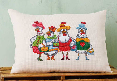 Chick-O-Holics Cushion Cross Stitch Kit ~ Permin