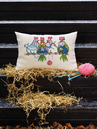 Chick Knit Cushion Cross Stitch Kit ~ Permin