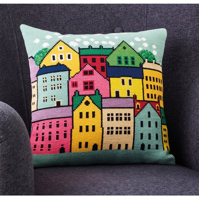 The Houses Cushion Cross Stitch Kit ~ Permin