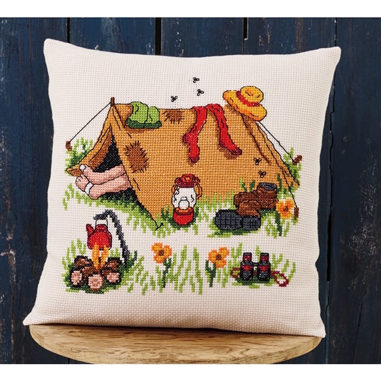 Camping Trip Cushion Cross Stitch Kit - Permin