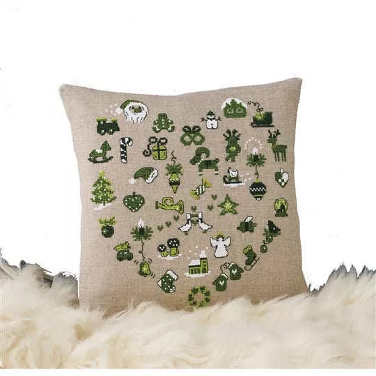 Christmas Heart Cushion Cross Stitch Kit - Permin