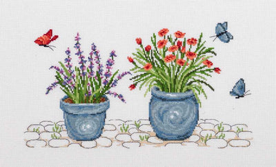 Lavender and Carnation Cross Stitch Kit ~ Permin