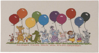Animals with Balloons Cross Stitch Kit ~ Permin
