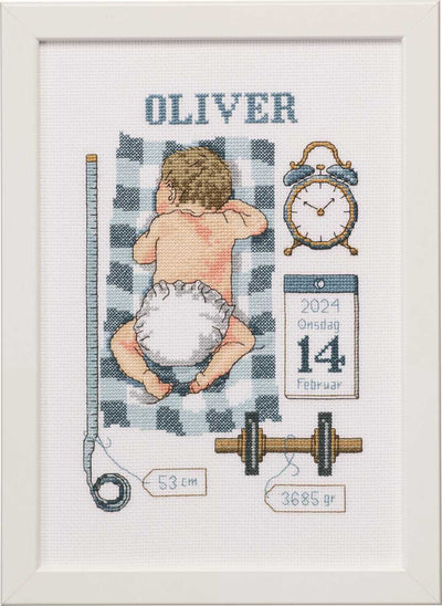 Newborn Boy Sampler Cross Stitch Kit ~ Permin