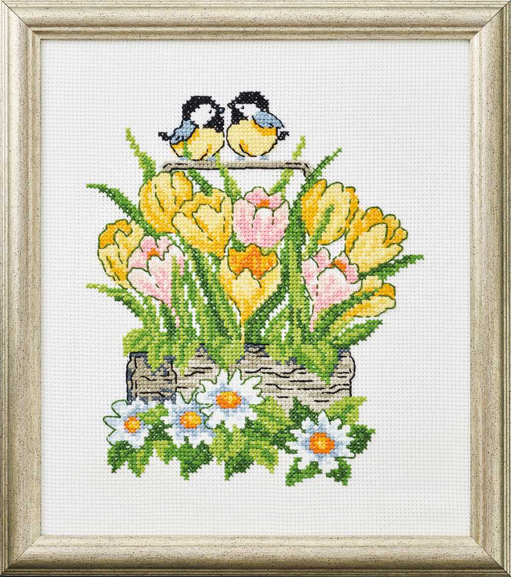 Tulips in Basket Cross Stitch Kit ~ Permin