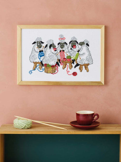Knitting Sheep Cross Stitch Kit ~ Permin