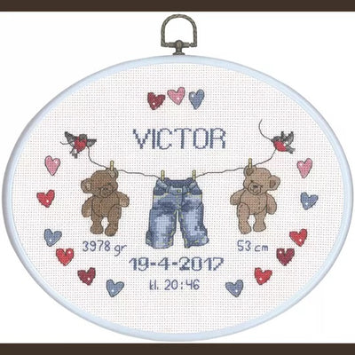 Boy Baby Washing Line Cross Stitch Kit ~ Permin