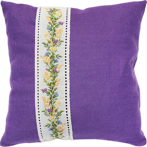 Floral Band Purple Cushion Cross Stitch Kit - Luca S