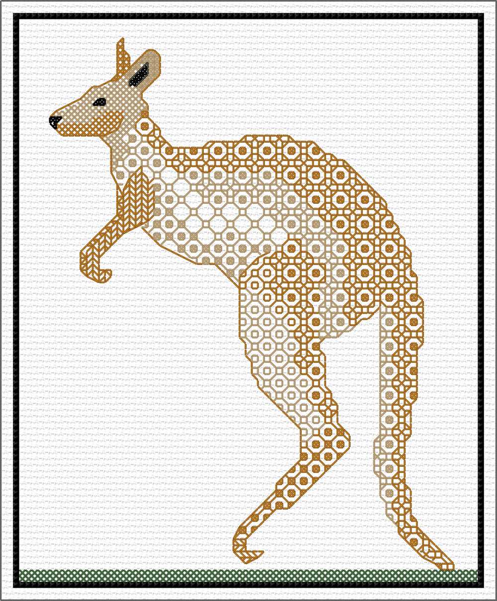 Kangaroo Blackwork Kit - Doodlecraft Design