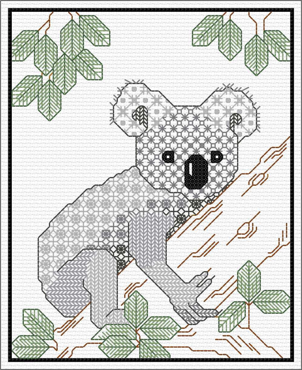 Koala Blackwork Kit - Doodlecraft Design