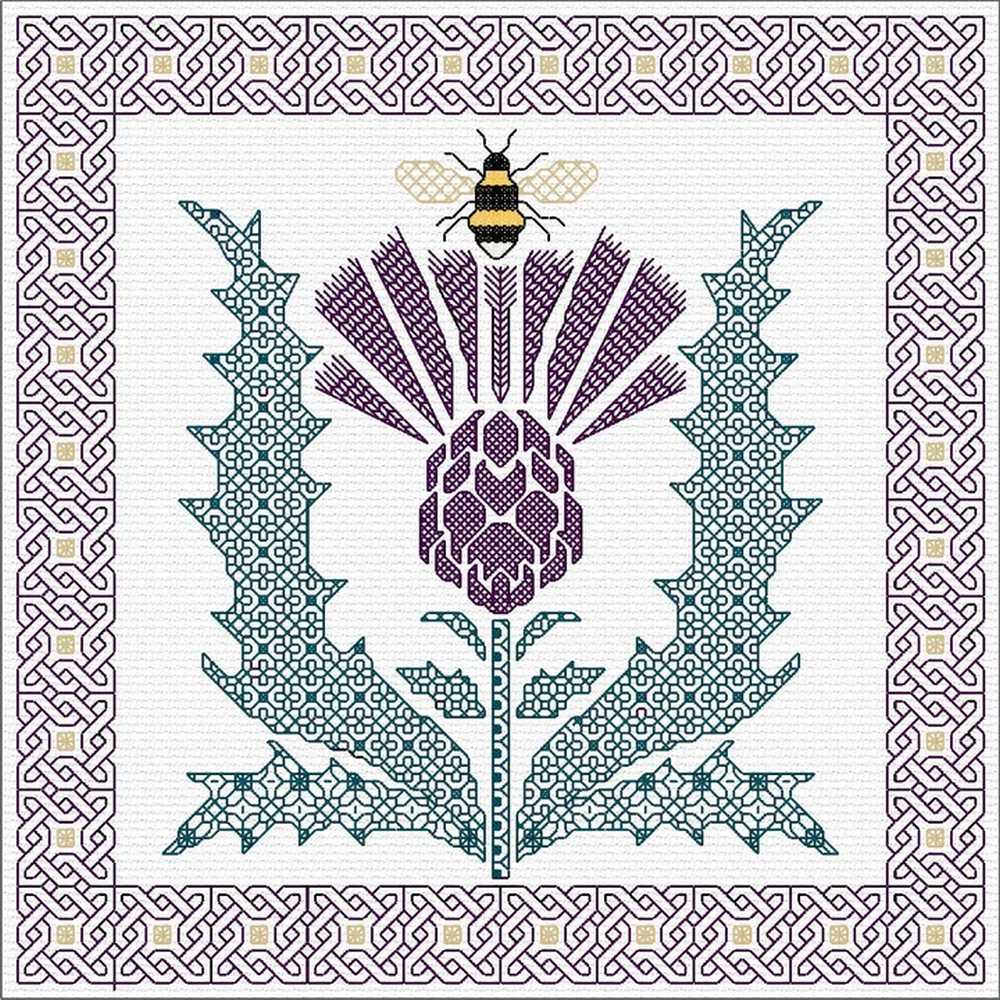 Blackwork Thistle With Bee Kit - Doodlecraft Design