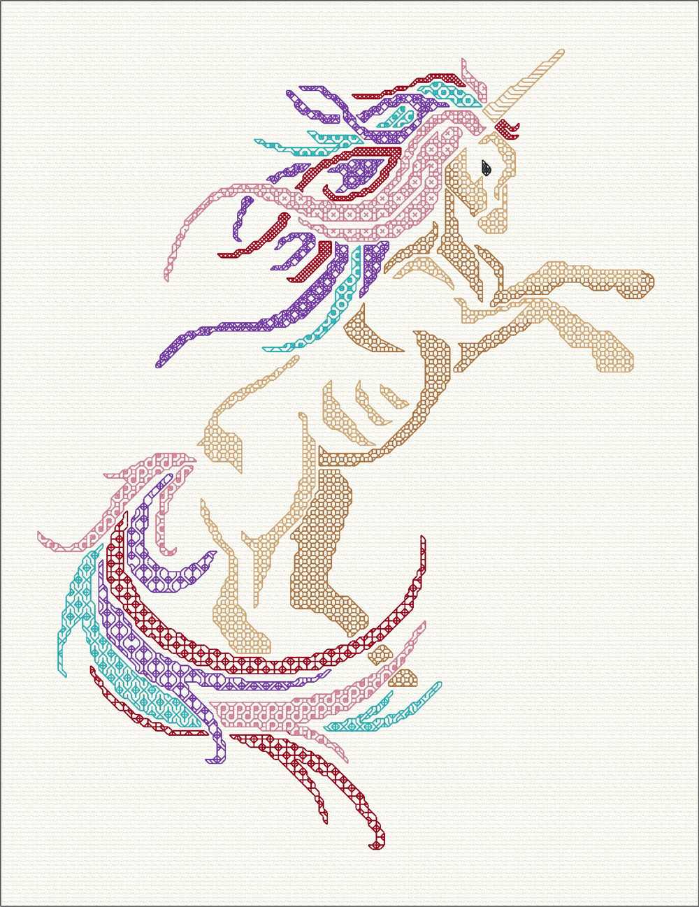 Sparkling Unicorn Blackwork Kit - Doodlecraft Design