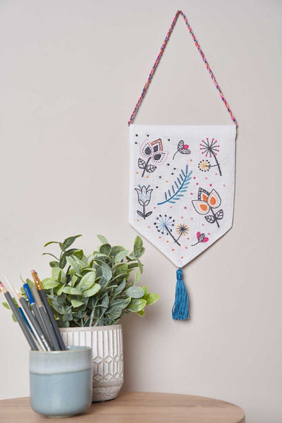 Floral Wall Hanging Embroidery Kit Anchor