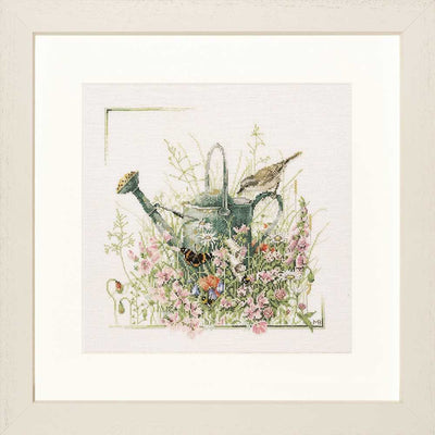 Watering Can (Linen) Counted Cross Stitch Kit Lanarte