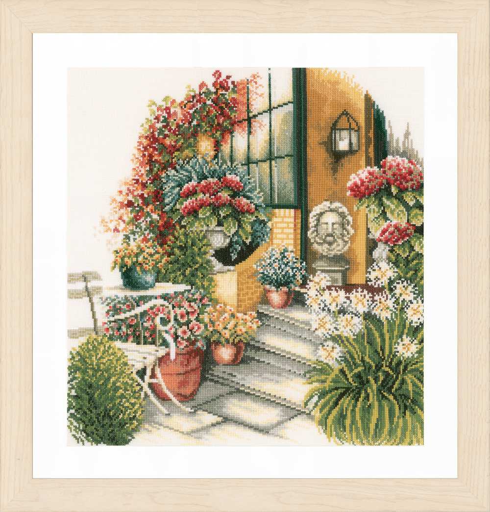 Counted Cross Stitch Kit Terrace In Autumn Bloom - Lanarte