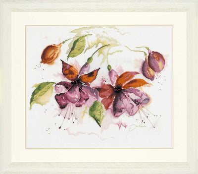 Fuchsia in Watercolour (Linen) Counted Cross Stitch Kit Lanarte