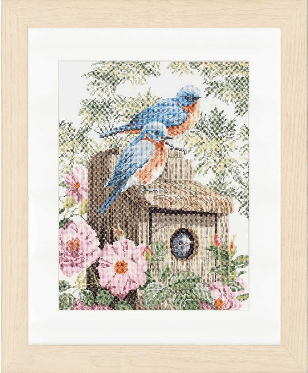 Garden Blue Birds (Evenweave) Counted Cross Stitch Kit Lanarte