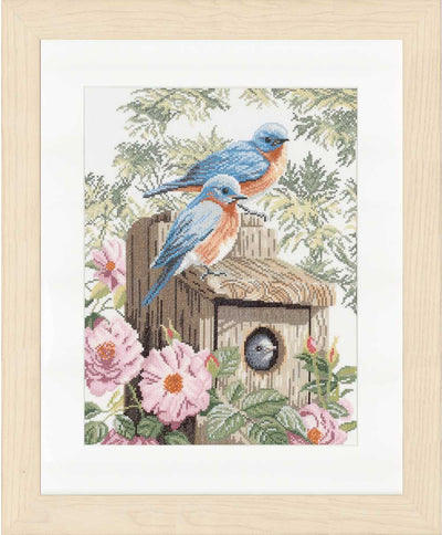 Garden Blue Birds (Evenweave) Counted Cross Stitch Kit Lanarte