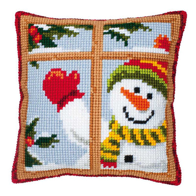 Snowman Cushion Front Cross Stitch Kit Vervaco