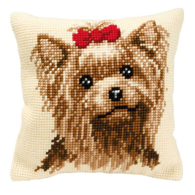 Yorkshire Terrier Cushion Front Cross Stitch Kit Vervaco