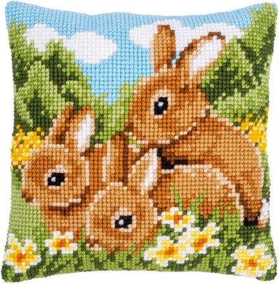 Vervaco Cross Stitch Kit - Rabbits Cushion