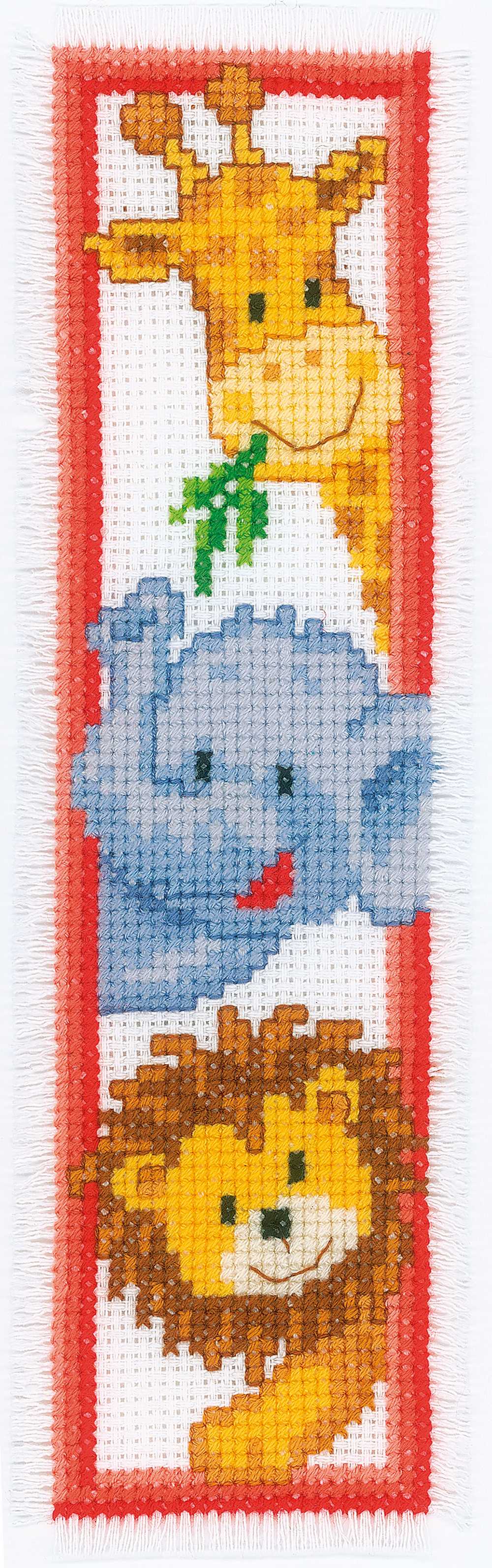 Bookmark Zoo Animals Cross Stitch Kit Vervaco
