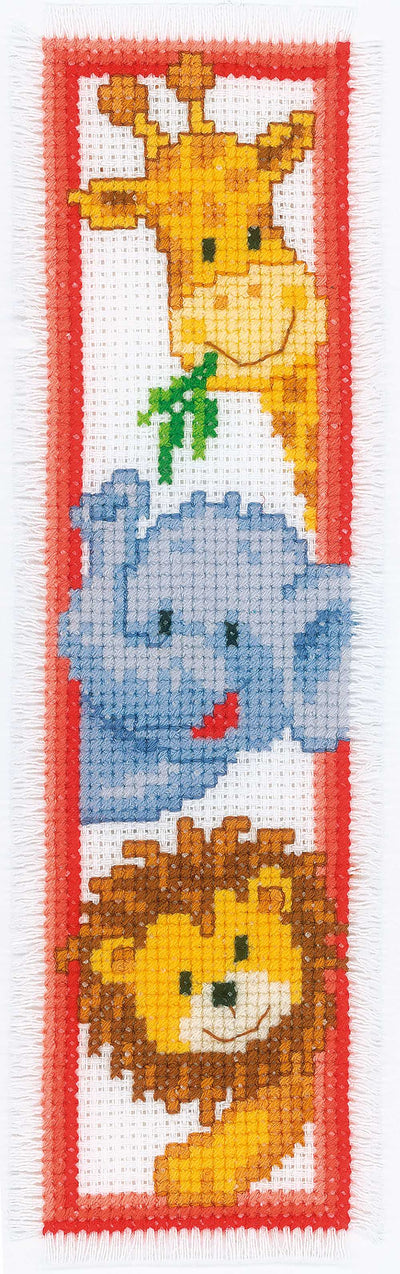 Bookmark Zoo Animals Cross Stitch Kit Vervaco