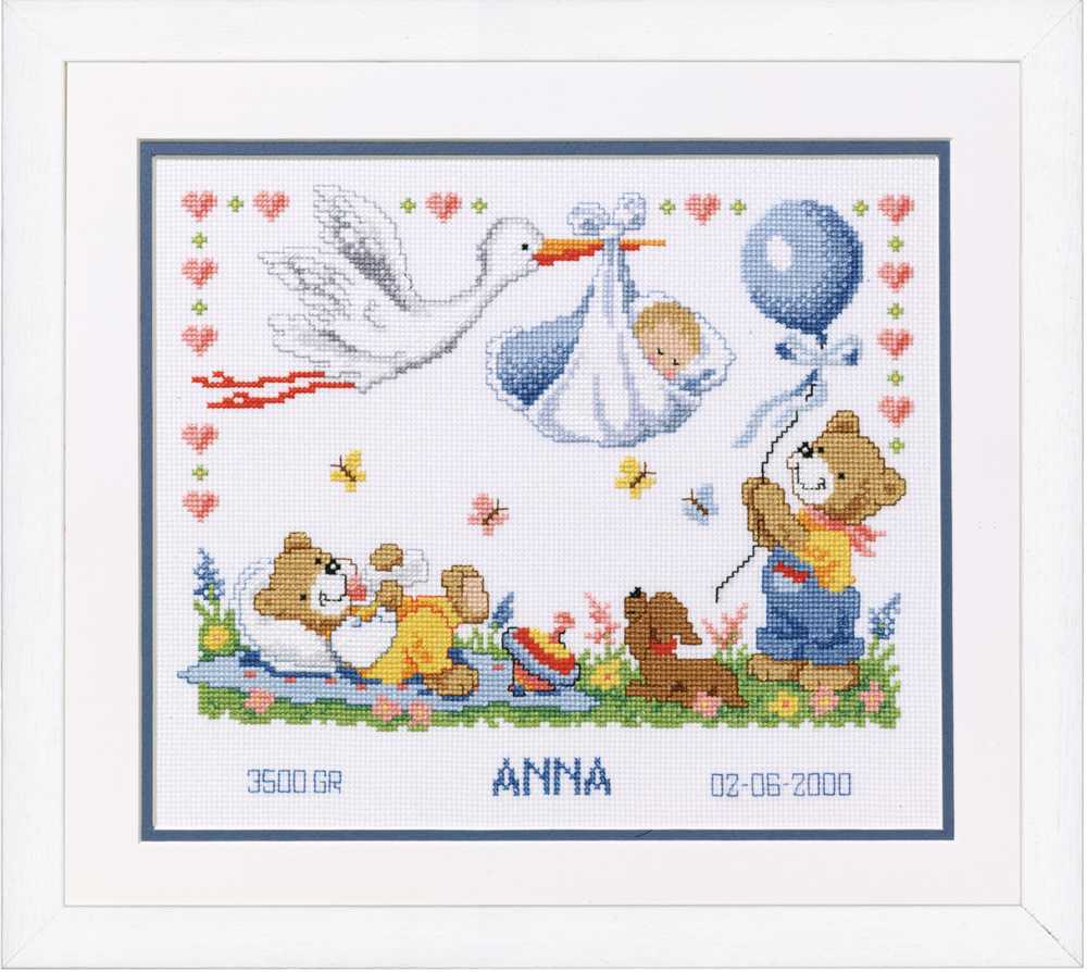 Birth Sampler New Arrival Cross Stitch Kit Vervaco
