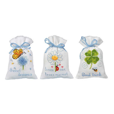 Vervaco Cross Stitch Kit - Good Wishes Pot Pourri/Gift Bags