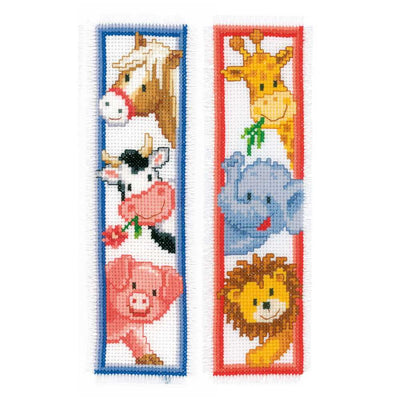 Vervaco Cross Stitch Kit -Farm and Safari Animals Set 2 Bookmarks