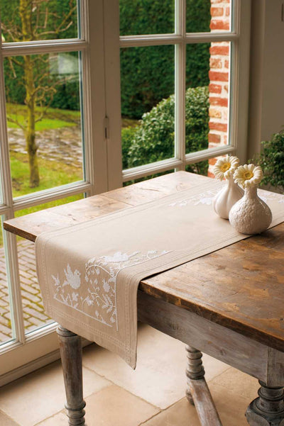 Runner: White Silhouette Embroidery Kit Vervaco