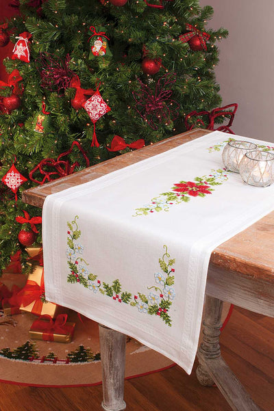 Runner: Poinsettia Embroidery Kit Vervaco