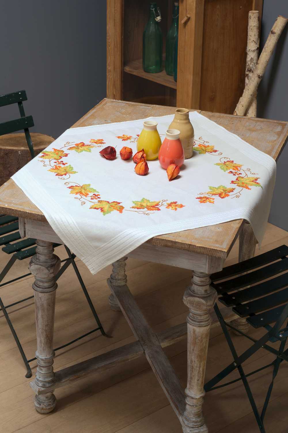 Tablecloth: Autumn Leaves Embroidery Kit Vervaco