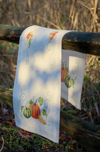 Pumpkins Table Runner Embroidery Kit - Vervaco