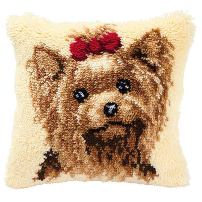 Vervaco Latch Hook Kit: Cushion: Yorkshire Terrier