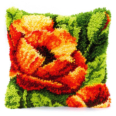 Vervaco Latch Hook Kit: Cushion: Poppies