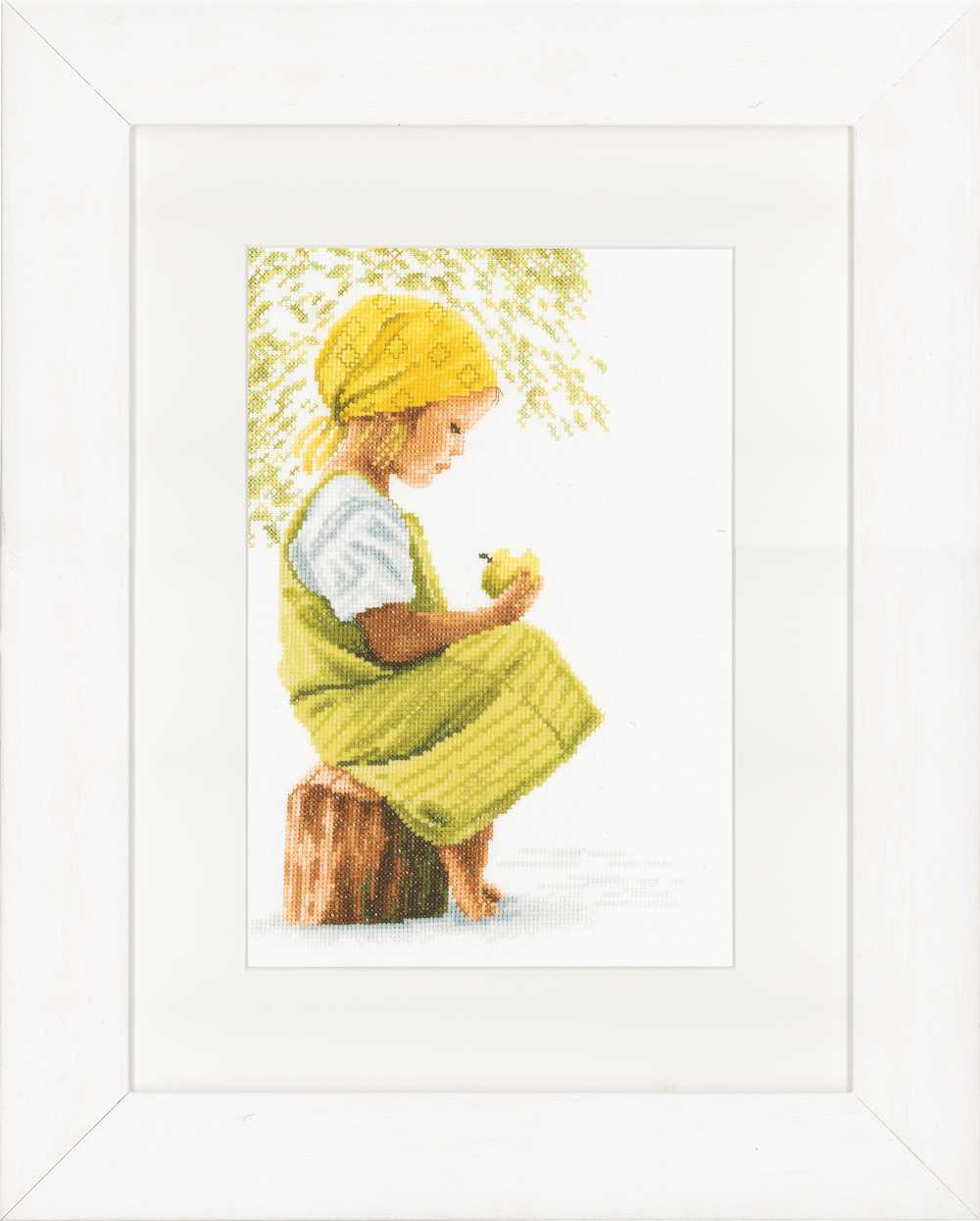 Girl with Apple (Aida,W) Counted Cross Stitch Kit Lanarte