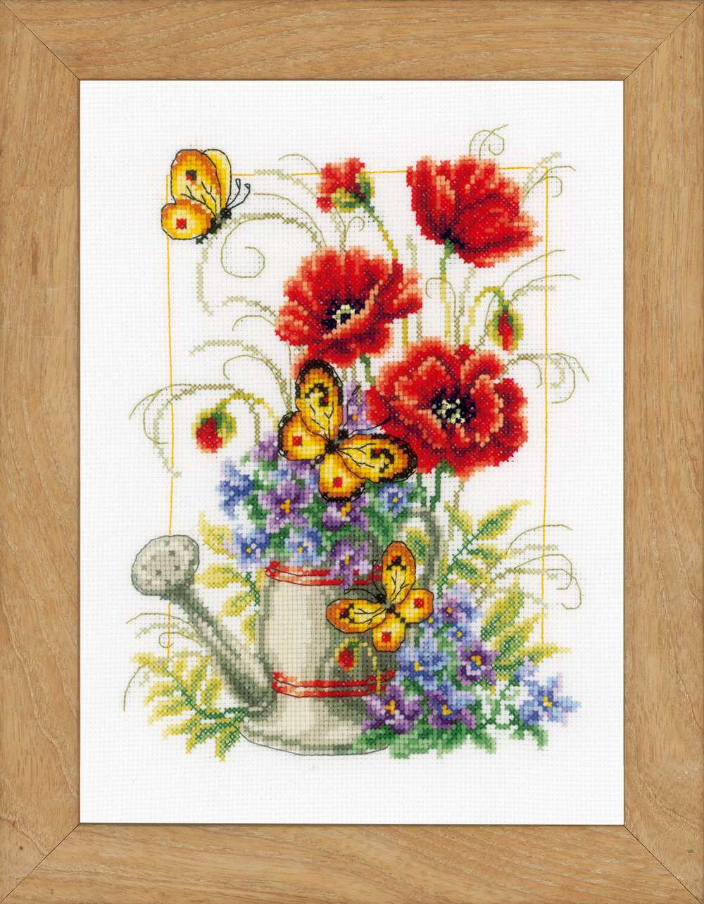 Watering Can Flowers Cross Stitch Vervaco