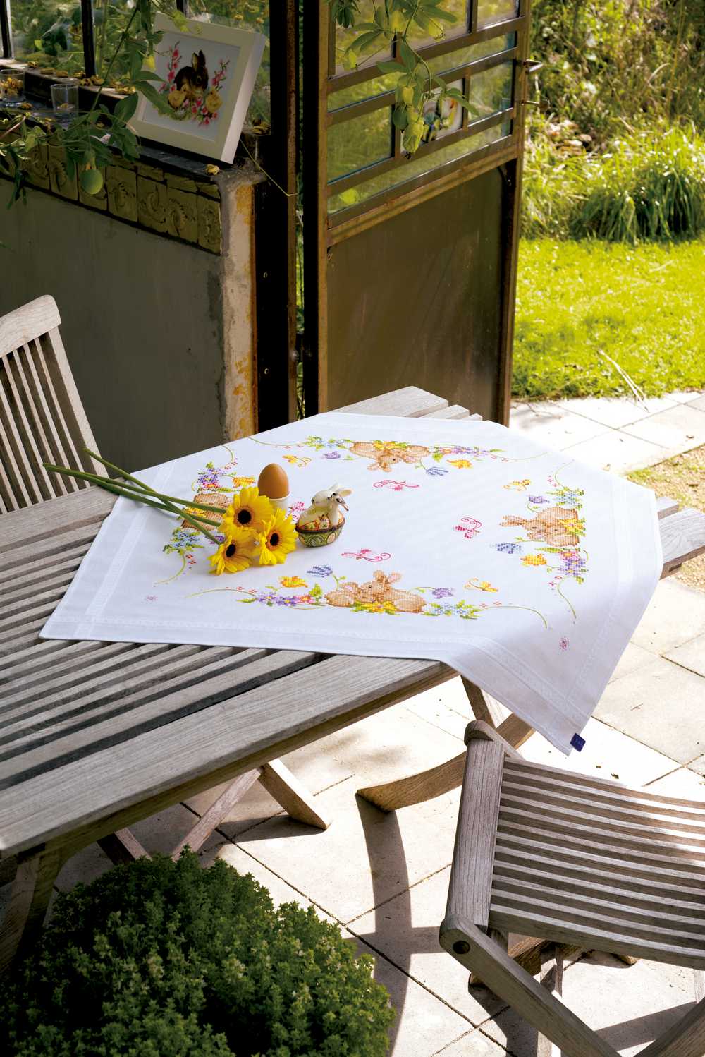 Tablecloth: Rabbits Embroidery Kit Vervaco