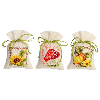 Vervaco Cross Stitch Kit - Set of 3 Pot Pourri Bags - Autumn Times