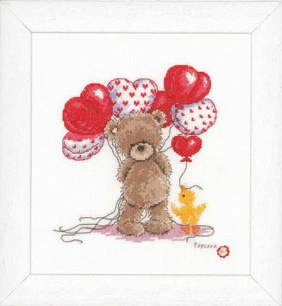 Vervaco Cross Stitch Kit - Popcorn Bear Beautiful Balloons