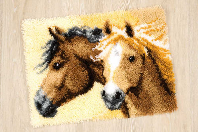 Rug: Horses Latch Hook Kit Vervaco