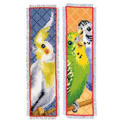 Vervaco Cross Stitch Kit - Parakeets Set of 2 Bookmarks