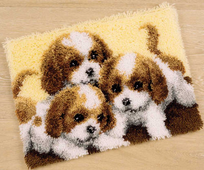 Rug: Three Puppies Latch Hook Kit Vervaco