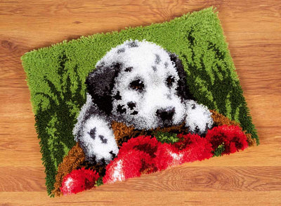 Rug: Dalmatian with Apples Latch Hook Kit Vervaco